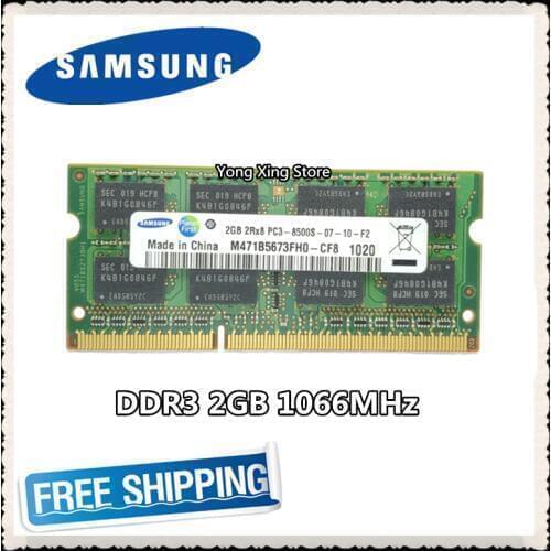 Notebook memory Samsung DDR3 2GB 1066MHz PC3-8500S DDR 3 2G Laptop RAM Original 204PIN SODIMM