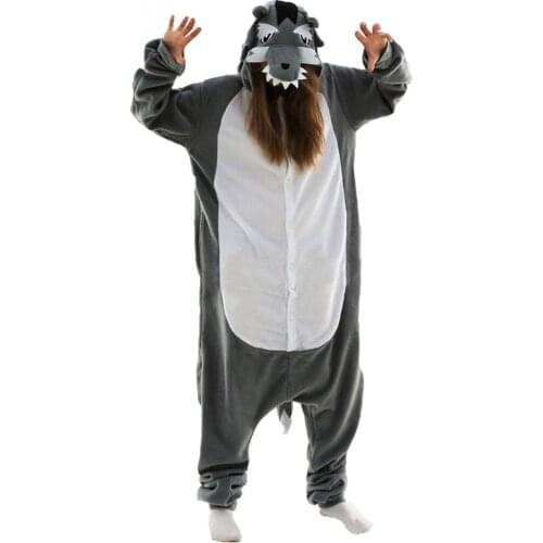 XXL Wolf Kigurumi Pajamas Women Animal Onesies For Adults Pijamas Fleece One-Piece Pyjamas Halloween Christmas Cosplay Costume