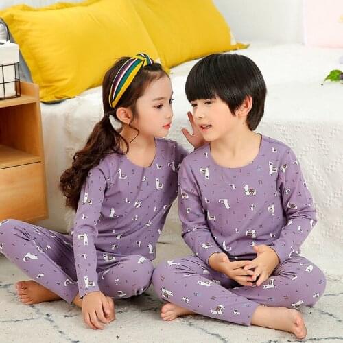 Baby Boys Girls Pajama Sets Long Sleeve Winter Velvet Set Sleepwear Children Thermal Underwear Cartoon Pyjamas For Kids 2 4 6 8Y