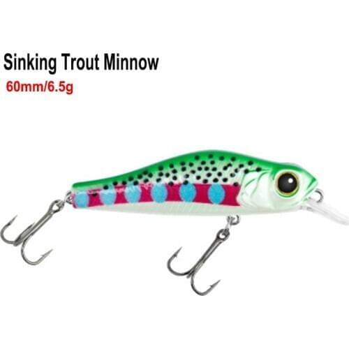 Sinking Minnow Flat Fishing Lures 60mm 6.5g Pike Trout Bait Crank Artificial Hard Baits Crankbait Freshwater Tackle Fishing Tac
