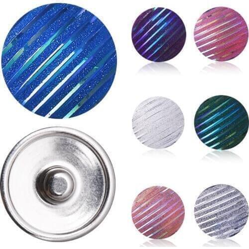 Striped Pattern Mix Color 10pcs Round Resin Snap Button Size 18mm for DIY Fashion Snap Jewelry Bracelet Bangle Findings