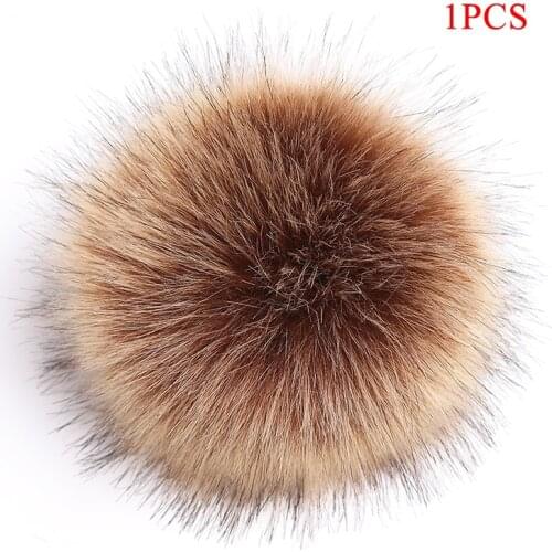 Fluffy Fox Fur Pompoms with Button 8CM DIY Fox Fur Pom Poms Balls Faux Fur Pompon For Scarves Hats Bags Accessories Wholesale
