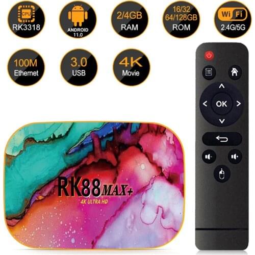 RK88 MAX Plus Android 11.0 Smart TV BOX 4GB 64GB 32GB RK3318 BT 4.0 Support 2.4G/5GHz 2GB 16GB 4K Smart TV BOX PK X96 MAX PLUS