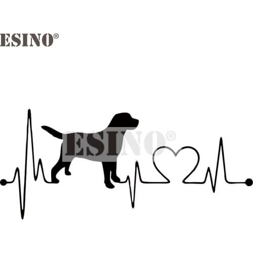 Lovely Car Styling Pet Dog Labrador Retriever Heart Beat Reflective Auto Decal Cartoon Car Stickers on Car Body Windows
