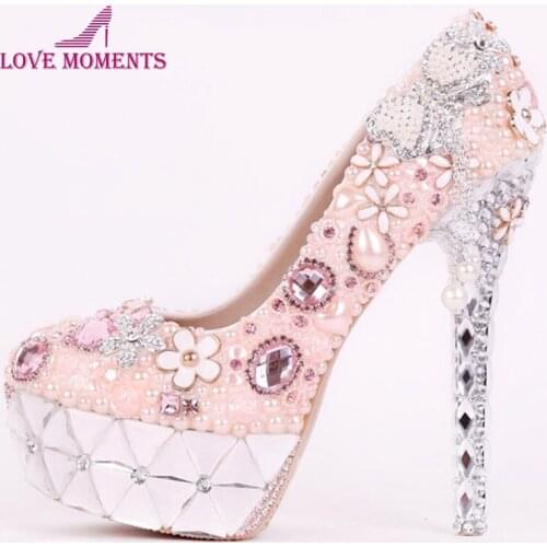 Pink Pearl Wedding Shoes Tassel High Heel Gorgeous Design Bridal Dress Shoes Girl Birthday Party Prom Heels Bride Shoes