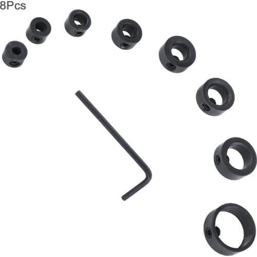 8pcs/3-16mm High-carbon Steel Woodworking Drill Bit Depth Stop Collars Locating Ring with Hex Wrench Fixing Depth of Drill Hole