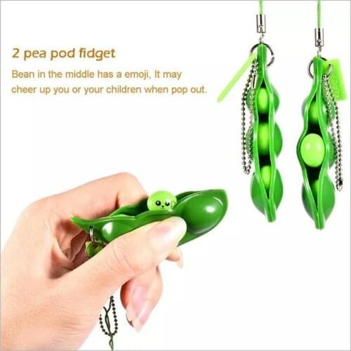 Squeeze Green Soybean Toys Decompression Squeeze Anti Stress Toy Cute Squeeze Peas Beans Keychain