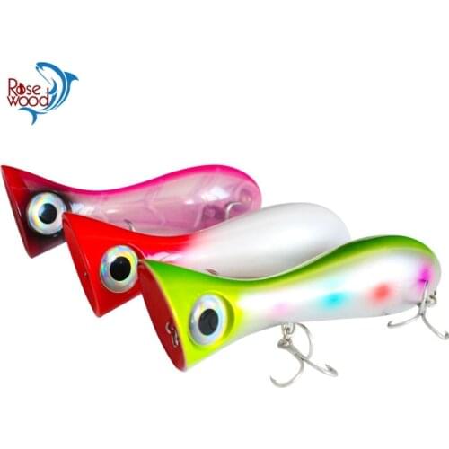 RoseWood Wobbler Fishing 3D Eyes Popper Tuna Water Fishing Lure Saltwater Artifical Hard Bait 10cm 32g Surface Fishing Tackle
