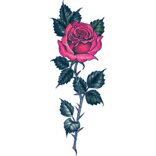Waterproof Temporary Tattoo Sticker Sexy Red Rose Flower Design Fake Tattoos Flash Tatoos Arm Hand Chest Body Art for Women Girl