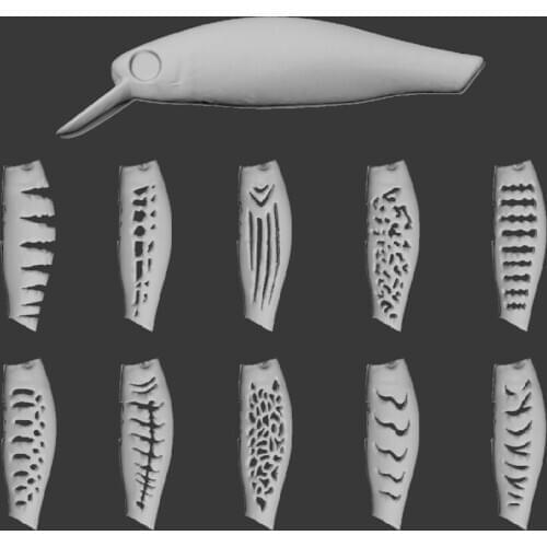 WLure Hard Plastic 3D Stencil for Jerkbait Minnow Fishing Lure Blanks UPM606