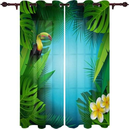 French Window Curtains Summer Tropical Plant Bird Living Dining Room Kids Bedroom Modern Luxury Home Decor Curtains
