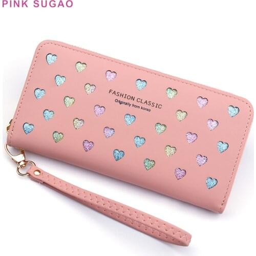 Pink Sugao women wallets leather purse clutch wallets credit card holder passport holder party bag high quality colorfull wallet