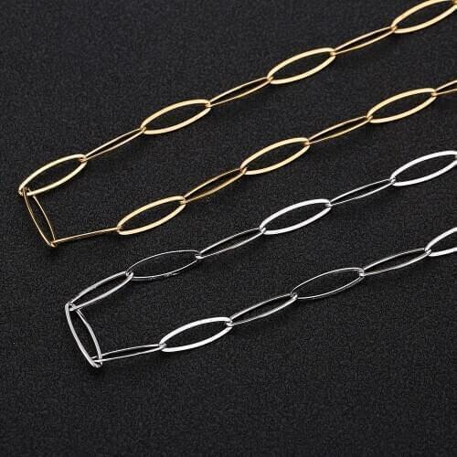 1 Meter 316L Stainless Steel Gold Tone 1x6x20mm Oval Link Bulk Chain for DIY Handmade Wallet Chain Jewelry Necklace Making