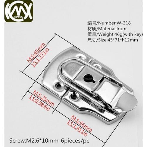 1PC 45*71mm KIMXIN woodencase hardware accessories with key locks #Equipmentcases #luggagecase #flightcase key lock Freeshipping