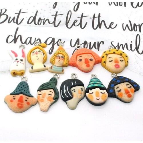 10pcs Cartoon Graffiti Modern Human Resin Charms Diy Crafts Earring Necklace Bracelet Pendant Accessory Mix Fashion Jewelry Make