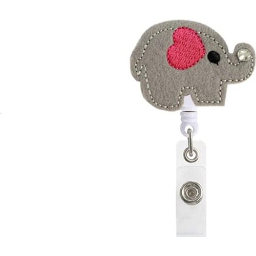 2021 New Design Silicone Retractable Student Nurse Badge Reel Clip Cartoon Cute Elephant Id Card Badge Holder Accessories