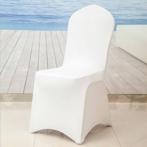 6PCS/lot Free Shipping Universal White Stretch Polyester Wedding Party Chair Covers for Weddings Banquet Hotel Decoration Hotel