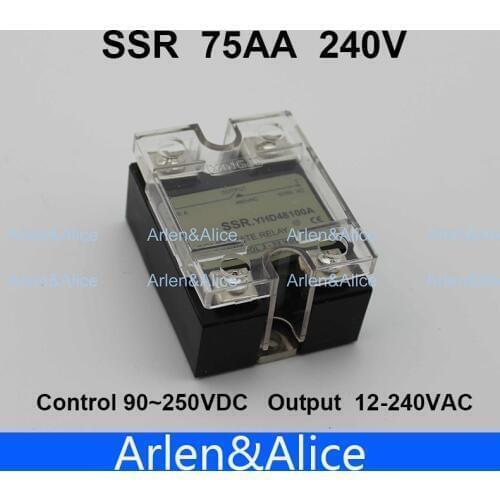 75AA SSR input 90-250V AC load 12-240V AC single phase AC solid state relay