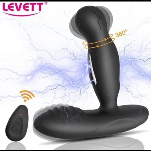 360 Degree Rotation Electric Shock Pulse Male Prostate Massager Vibrating Butt Plug Anal Plug Vibrator Sex Toys For Men Women