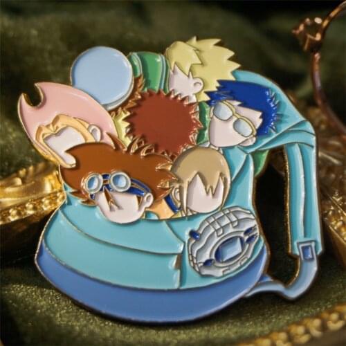 Anime Digimon Adventure Metal Badge Brooch Pin Button Bag Decor Acc Collector Limited Props Cos