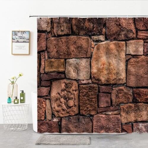 Antique Brick Texture Shower Curtains 3D American Living Room Bedroom Wall Hanging Cloth Bathroom Supplies Bath Decor Curtain