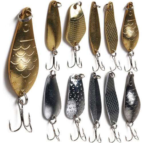 2pcs Metal Spinner Spoon Fishing Lure Hard Baits Silver Sequins Noise Paillette Treble Hook Tackle 10/10.5/14/16.5/20g