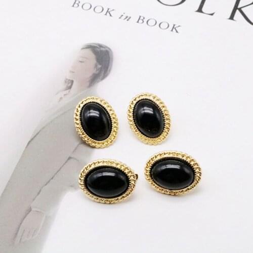 Black Oval Shape Alloy Fashion Cute Earring