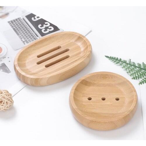 Wooden Soap Dishes Bamboo Soap Tray Holder Soap Rack Plate Box Container Portable for Home Bathroom TS2