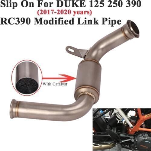 For DUKE 390 DUKE 125 200 250 390 RC390 Motorcycle Exhaust Escape Modified Mid Tube Link Pipe With Catalyst Eliminator Enhanced