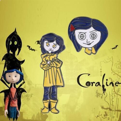 Movie Coraline Brooch Halloween Ghost Mother Character Enamel pins Women Head and Body Badge Lapel Pin Jewelry for Fashion Girls