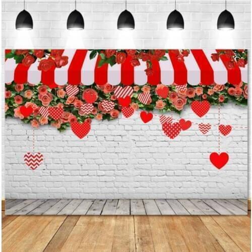Valentine Photography Backdrop Love Flowers Brick Wall Newborn Baby Children Family Party Photo Background Studio PhotocallW4842