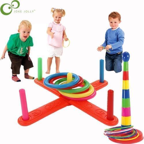 Parent-child Throwing Ferrule Toy Rainbow Jenga Rings Toys Large Cross Five-ring Ferrule Toy Children Educational Toy LXX