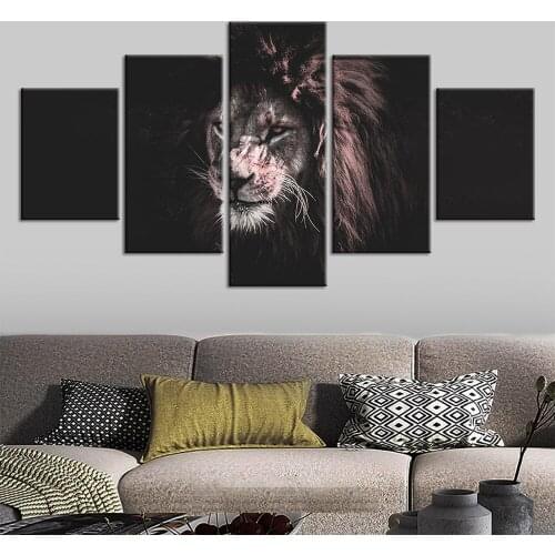 Canvas Painting 5 Pieces Lion Posters Modern Home Wall Decor Canvas Art HD Print Wall Pictures For Child Bedroom