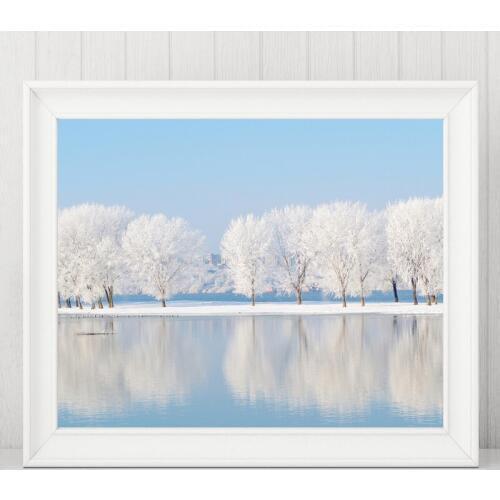 Winter Landscape Canvas Prints Wall Art Picture For Living Room Decoration , White Snow Trees Canvas Painting Winter Wall Decor