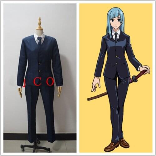 Anime Jujutsu Kaisen Miwa Kasumi Cosplay Costume Adult Women Outfits JK Uniform Blue Black Top Jacket Pants Halloween Costumes