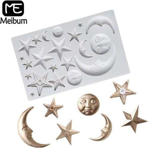 Meibum Moon And Star Silicone Fondant Cake Mold Dessert Decorating Tools Chocolate Pastry Sugarcraft Gumpaste Baking Mould