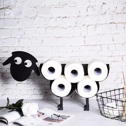 Metal Iron Cute Dog Sheep Animal Shape Decor Toilet Paper Racks Free Standing Toilet Tissue Bathroom Storage Roll Paper Holder