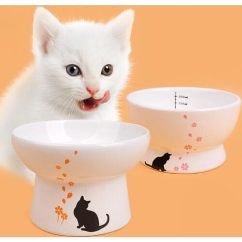 Pet Food Bowls Dog Cat Drinking Feeding Container Pet Feeder Bowl Cartoon Shape High-foot Single Mouth Skidproof Ceramic Bowls
