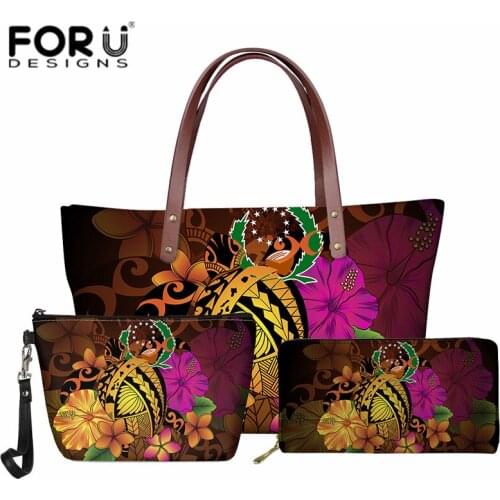 Fashion Shoulder Bag Pohnpei Handbag for Women Hawaiian Waves Polynesian Turtle Hibiscus Style Top-handle Bags Purse Bolsa