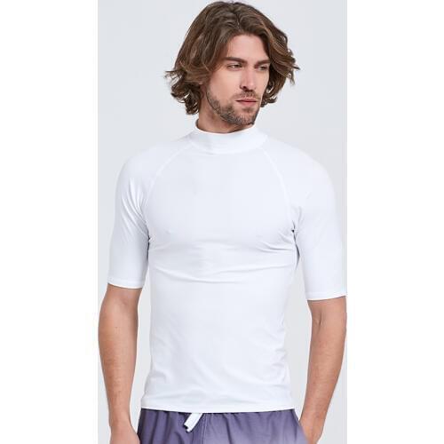 Mens Short Sleeve Swim Tee Rash Guard Lycra Compression & Base Layer Swimming Shirt Sun Tee Rashguards Youth Boy M-4XL White