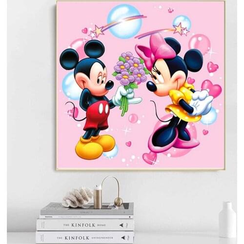 Disney Mickey and Minnie Couple Diamond Painting Diamond Embroidery Full Drill Cross Stitch Kits Mosaic Home Decor Painting Gift