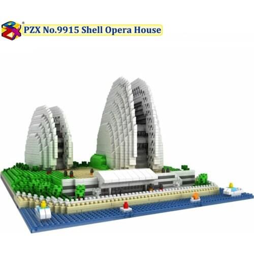 PZX Atomic World Famous Architecture Model Set Shell Opera House Micro Mini Blocks Opera House Building Blocks Set 3962Pcs Toys