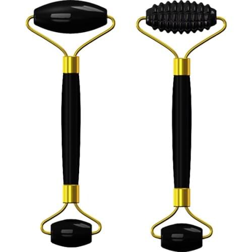 Natural Obsidian Jade Roller For Body Massage Real Black Crystal Stone Facial Massager Face Roller Skin Care Tools