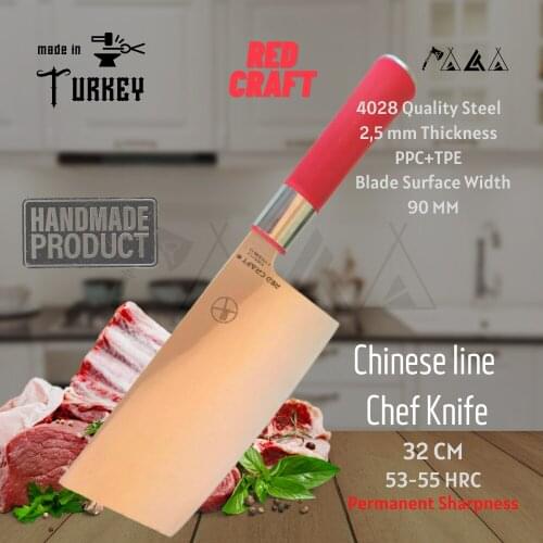 ATASAN Red Craft Chinese Cleaver Chef Knives Handmade High Quality Professional Stainless Steel Steak Butcher Kitchen Knife