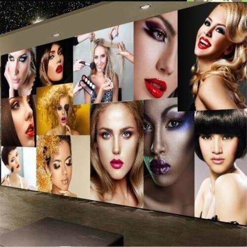 Beibehang Wallpaper mural custom fashion beauty salon hair salon barber shop tooling mural background wall decoration painting