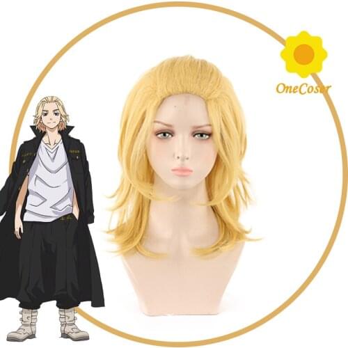 Anime Tokyo Revengers Manjiro Sano Cosplay Wig Blond Curly Hair Heat Synthetic Fiber Hair + Free Wig Cap Role Play Men Women