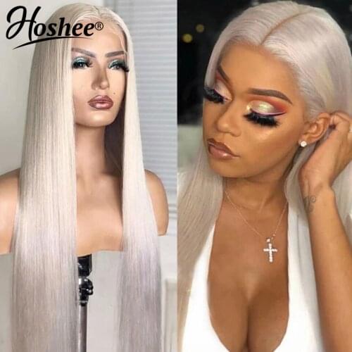 Straight Ash Blonde Lace Front Wig 613 HD Lace Frontal Wig White Colored Wigs For Women Human Hair Body Wave Human Hair Wigs Bob