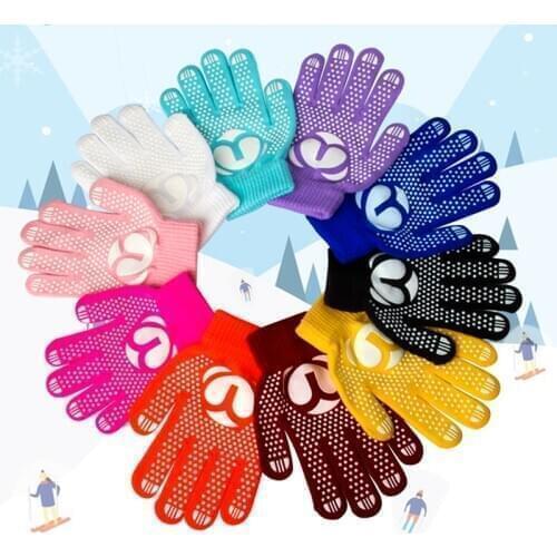 Magic Ice Figure Skating Wrist Ski Gloves Training Warm Hand Protector Thermal Safety For Kids Girl Boy Rhinestone Non-stick