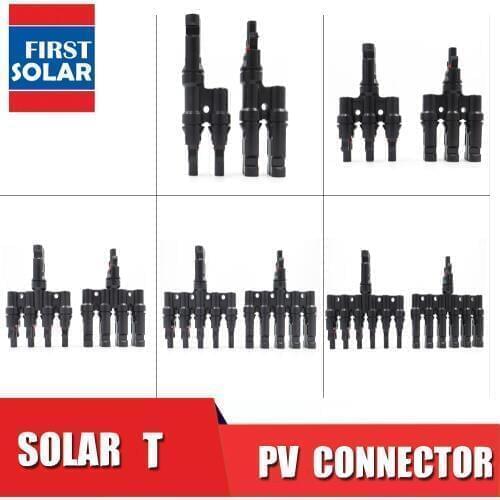 PV T 3T 4T 5T 6T Branch parallel connection 30A 1000V Electrical Connector Photovoltaic 2pcs solar Panel Cable Wire Connect