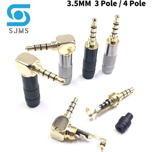 Gold plated Stereo with Clip 3.5 mm 3 Pole 4 Pole Repair Headphone Jack Plug Cable Audio Plug Jack Connector Soldering